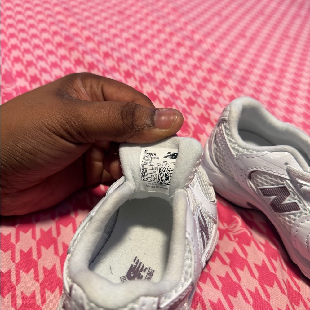 New Balance Youth Athletic Sneakers in White and Gray